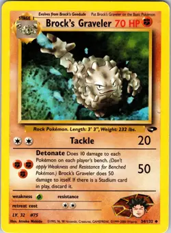 Brock's Graveler 034/132 Gym Challenge Pokemon MP Unlimited - Image 1