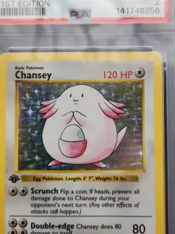 WOTC Pokemon TCG Chansey Shadowless Holo Base Set 3/102 PSA 1 1st Edition - Image 2