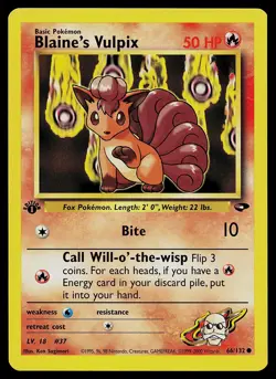 Pokemon Card - Blaine's Vulpix 1st Edition Gym Challenge 66/132 Common - Image 1
