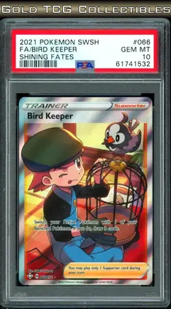 PSA 10 ⭐ Pokemon Bird Keeper 066 Shining Fates Shiny Full Art Graded Card - Image 1