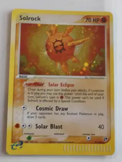 Solrock 13/100 Holo Rare EX Sandstorm W Reader Pokemon Card w/ Swirl - Image 2