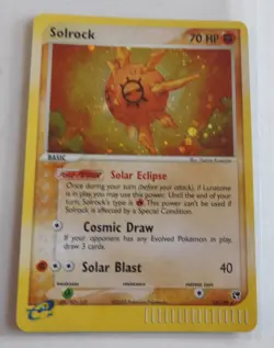 Solrock 13/100 Holo Rare EX Sandstorm W Reader Pokemon Card w/ Swirl - Image 3