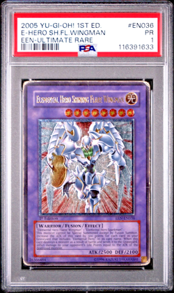 PSA 1 1ST EDITION ULTIMATE Elemental Hero Shining Flare Wingman YUGIOH EEN-EN036 - Image 1