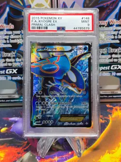 PSA 9 Mint Kyogre EX #148 Primal Clash Full Art HOLO Pokemon Card - Image 1