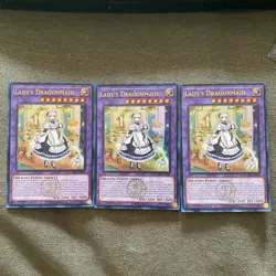Yugioh! 3x Lady's Dragonmaid BLMM-EN049 Emblazoned Ultra Rare 1st Ed NM - Image 2