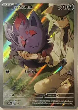 N's Zorua 189 Holo Promo Scarlet & Violet Promo Pokemon Lightly Played - Image 1