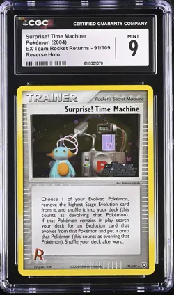 CGC 9 Surprise! Time Machine Team Rocket Returns 91/109 Holo Stamped Pokemon - Image 1