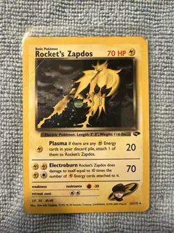 Pokemon Zapdos Gym Challenge Rockets Holo Rare Card 15/132 HP - Image 1