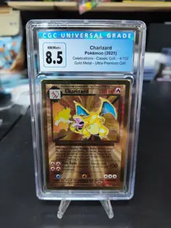 2021 Pokemon Celebrations Classic Gold Metal UPC #4 Charizard CGC 8.5 NM-MT+ - Image 1