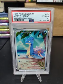 2025 POKEMON DRI EN-DESTINED RIVALS ILLUSTRATION RARE #194 MISTY'S LAPRAS PSA 10 - Image 1
