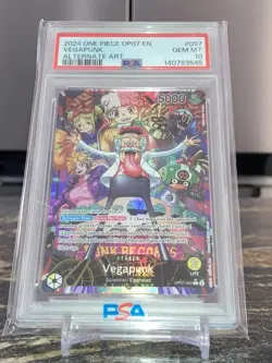 One Piece Card Game TCG Vegapunk OP07-097 Alt Art Leader PSA 10 - Image 1
