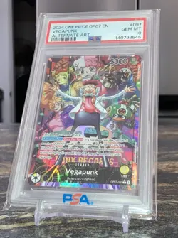 One Piece Card Game TCG Vegapunk OP07-097 Alt Art Leader PSA 10 - Image 3