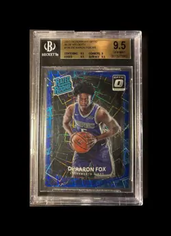 2017-18 Optic De'Aaron Fox Blue Velocity RATED ROOKIE #196 BGS 9.5 GEM MINT RC - Image 1