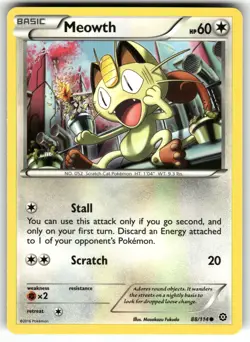 Meowth 88/114 XY - Steam Siege LP Pokemon Card TCG - Image 1