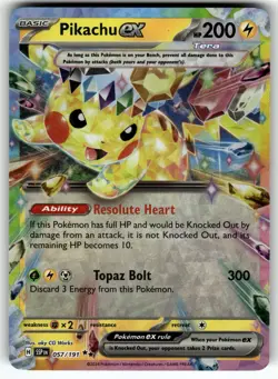 Pikachu ex - 057/191 SV08: Surging Sparks NM Pokemon Card TCG - Image 1