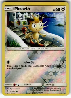 Meowth 101/147 SM - Burning Shadows LP Pokemon Card TCG - Image 1