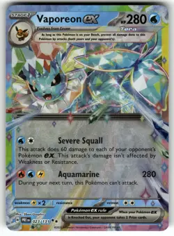 Vaporeon ex 023/131 SV: Prismatic Evolutions NM Pokemon Card TCG - Image 1