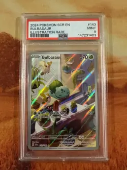 Pokemon TCG Bulbasaur Scarlet & Violet Holo Illustration Card 143/142 PSA 9 - Image 1