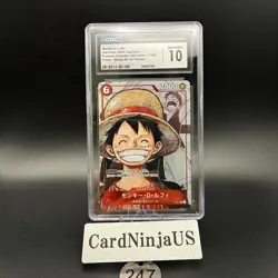 CGC 10 GEM MINT Monkey D. Luffy (Parallel) P-001 P 25th Edition - ONE PIECE Card - Image 1