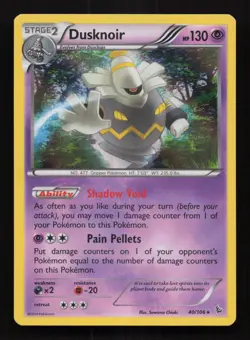 Pokemon Dusknoir Card 40/106 XY Flashfire Holo Rare NM - Image 1