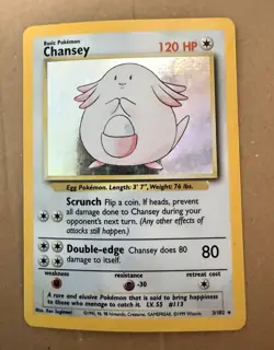 Chansey 003/102 Base Set Holo Rare 120 HP Pokemon TCG - Image 1