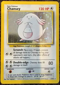 Pokemon Chansey Base Set Holo Rare English 1999 120HP Basic 80 Attack 003/102 - Image 1