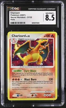 CGC 8.5 Charizard 3/132 Secret Wonders Holo Rare Pokemon Card BLEED Error - Image 1