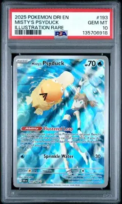 Pokemon Misty's Psyduck 193/182 Destined Rivals Illustration Rare Holo PSA 10 - Image 1