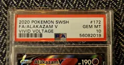 2020 Pokemon Vivid Voltage #172 Alakazam V Full ART PSA 10 GEM Mint - Image 3