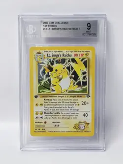 POKEMON GYM CHALLENGE 1ST EDITION #11 LT SURGES RAICHU HOLO BGS 9 NICE!!!!!! - Image 1