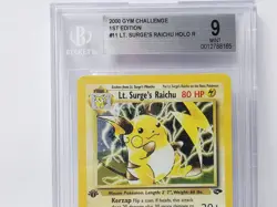 POKEMON GYM CHALLENGE 1ST EDITION #11 LT SURGES RAICHU HOLO BGS 9 NICE!!!!!! - Image 2