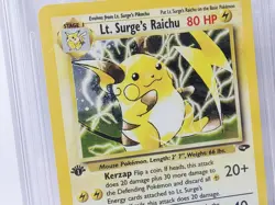 POKEMON GYM CHALLENGE 1ST EDITION #11 LT SURGES RAICHU HOLO BGS 9 NICE!!!!!! - Image 3