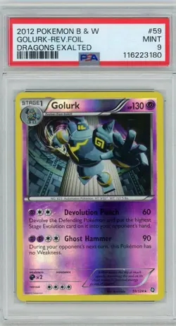2012 Pokemon Black & White Dragons Exalted Golurk Reverse Holo #59 PSA 9 Mint - Image 1