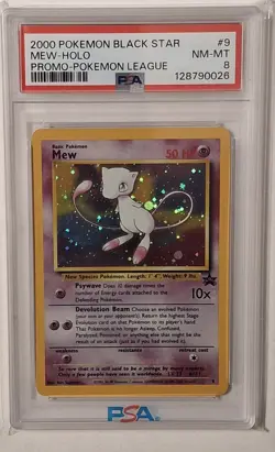 2000 POKEMON PROMO BLACK STAR POKEMON LEAGUE #9 MEW HOLO PSA 8 Vintage - Image 1