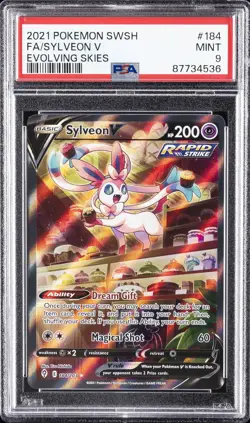 2021 POKEMON SWORD & SHIELD EVOLVING SKIES #184 FULL ART/SYLVEON V PSA 9 - Image 1