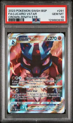 2023 POKEMON SWSH BLACK STAR PROMO #291 FULL ART/LUCARIO VSTAR PSA 10 - Image 1
