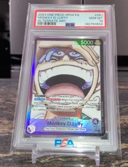 2025 One Piece OP09 En Monkey D Luffy Alternate Art Leader #061 PSA 10 Gem Mint - Image 1