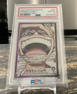 2025 One Piece OP09 En Monkey D Luffy Alternate Art Leader #061 PSA 10 Gem Mint - Image 2