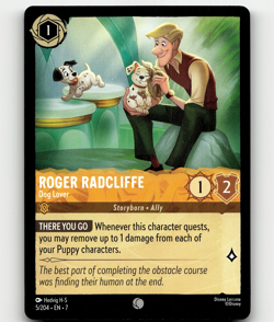 Disney Lorcana Roger Radcliffe - Dog Lover 5/204 - Archazia's Island - Image 1