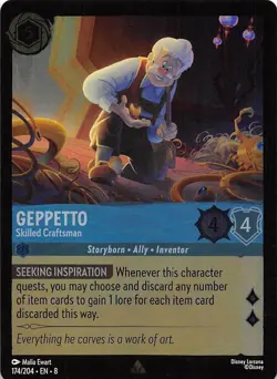 Geppetto Skilled Craftsman Foil 174/204 Reign of Jafar Disney Lorcana - Image 1