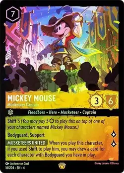Mickey Mouse Musketeer Captain 16/204 Disney Lorcana Cold Foil Ursula's Return - Image 1