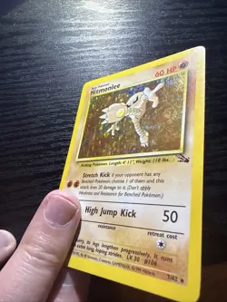 Pokemon Fossil Hitmonlee 7/62 Unlimited Holo Rare Card - Image 2
