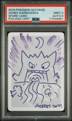Pokemon PSA 9 AUTO 9 Spare Card Gengar Agnes Garbowska 2019 Old Maid Japanese - Image 1
