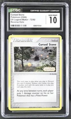 CGC 10 Cursed Stone 2006 EX Legend Maker 72/92 Reverse Holo Stamped Pokemon Card - Image 1