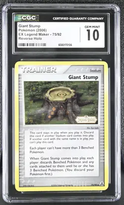 CGC 10 Giant Stump 2006 EX Legend Maker 75/92 Reverse Holo Stamped Pokemon Card - Image 1