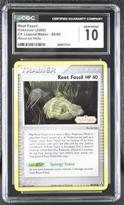 CGC 10 Root Fossil 2006 EX Legend Maker 80/92 Reverse Holo Stamped Pokemon Card - Image 1