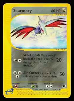 Skarmory 63/165 Rare Expedition Pokemon Card - Image 1