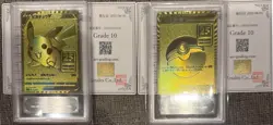 ARS 10 GOLDEN BOX PIKACHU V ＆ POKE BALL JAPANESE POKEMON CARD 25TH #001 #002 PSA - Image 1