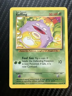 Pokemon TCG Koffing Base Set 51/102 Regular Smogon Pokemon Card - Image 1