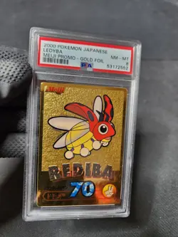 2000 Pokemon Japanese Meiji Gold Promo Foil Ledyba Rediba Graded Card PSA 8 - Image 1